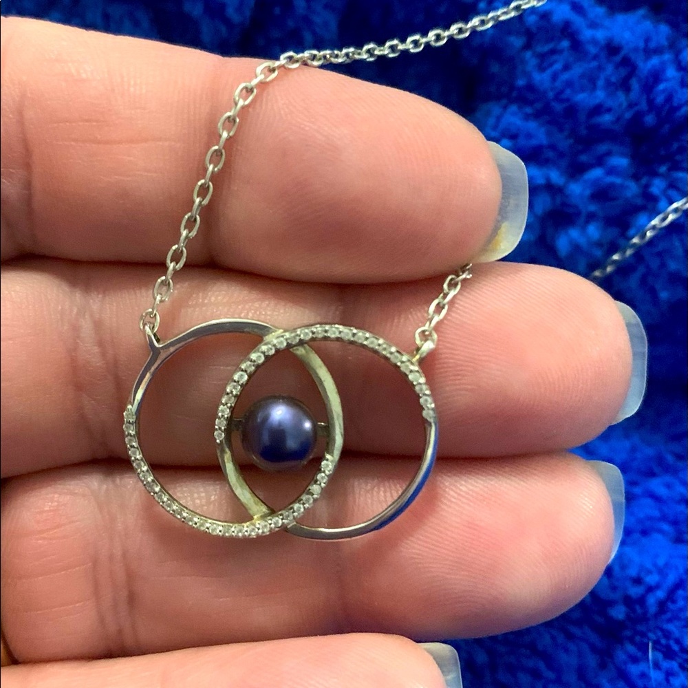 Eclipse Necklace with Blue Pearl